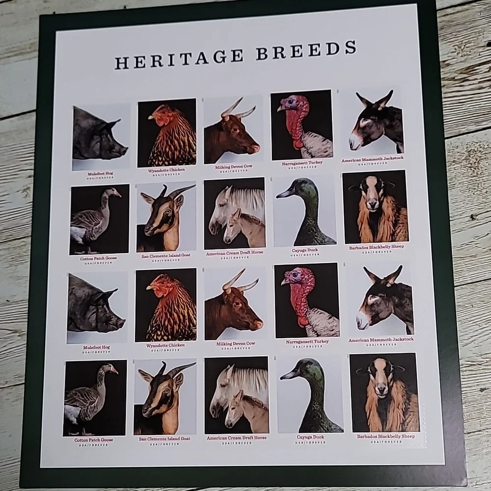 100 Heritage Breeds 2021 Forever Postage Stamps US Postal USPS Farm Animals Mail